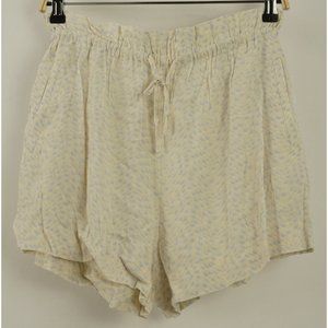 New Open Edit Paperbag Waist Shorts Ivory-Blue Lennox Crepe Pleated Women Size S